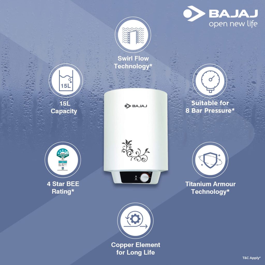 Bajaj New Shakti Neo 15L Vertical Storage Water Heater