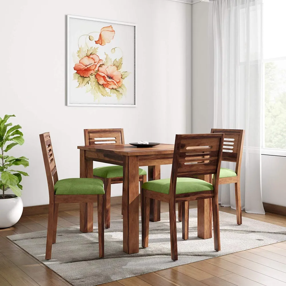 TANUJ Wood MART Solid Sheesham Wood 4 Seater Dining Table Set